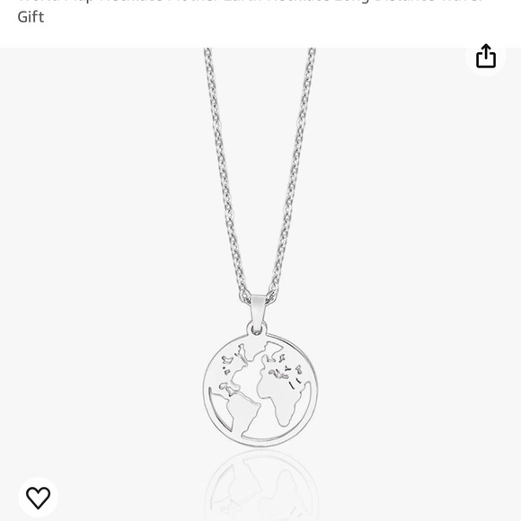 Silver World Map Necklace Mother Earth Necklace - Picture 2 of 3